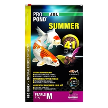 JBL 4123100 Sommerfutter Koi, Schwimmende Futterperlen, Saisonfutter, ProPondSummer, Größe M, 8200 g - 2