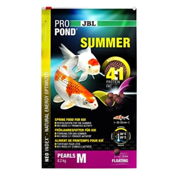 JBL 4123100 Sommerfutter Koi, Schwimmende Futterperlen, Saisonfutter, ProPondSummer, Größe M, 8200 g - 2