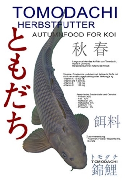 Herbstfutter für Koi , langsam sinkendes Koifutter für den Herbst, zur Vorbereitung auf den Winter, Tomodachi Autumn Food for Koi, 3kg im praktischen wiederverschließbaren Koifutter Eimer. - 1