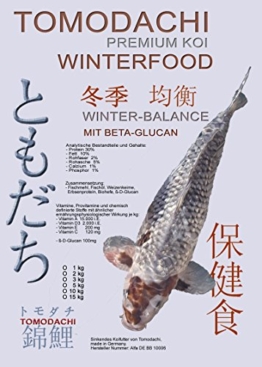 Koifutter, Winterfutter Betaglucanfutter für Koi im Winter, langsam sinkendes Koiwinterfutter mit Betaglucan zur Unterstützung der körpereigenen Immunkräfte und des Stoffwechsels der Koi, Tomodachi Betaglucan Winterbalance, 5mm 5kg - 1