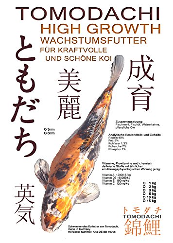 Koifutter, Wachstumsfutter für Koi Tomodachi High Growth Wachstumsfutter 6mm Koipellets Kraftfutter für junge, aktive Koi, 15kg - 1