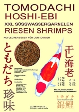 Riesengarnelen, Sommerfutter für Koi, Tomodachi XXL Shrimps, getrocknete gigantisch große Süßwassergarnelen 3-5cm, Tomodachi Koileckerli, optmal für die Handfütterung der Koi im Sommer, für vitale, zahme und zutrauliche Koi, 5 Liter Eimer - 1