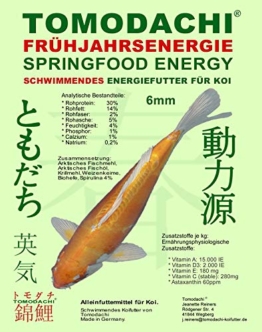 Tomodachi Frühjahrsfutter, Koifutter, Energiefutter Koi, Schwimmfutter mit Spirulina + Astax Farbschutz, arktischem Fischmehl und Fischöl, sehr energiereich, hochverdaulich auch bei Kälte, 6mm 2kg - 1