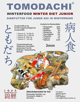 Koifutter, Sinkfutter für Junge Koi im Winter, Winterfutter für den Koinachwuchs, schnell sinkend, kräfteschonend, hochverdaulich, energiereich mit arktischen Rohstoffen, Winter Diet Junior, 3mm 1kg - 1