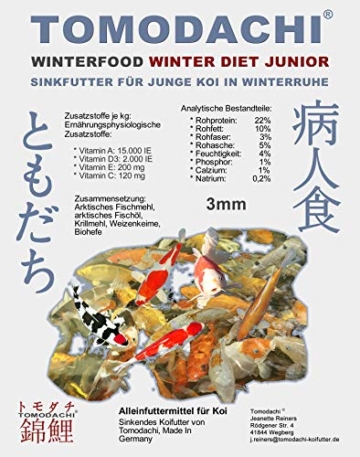 Koifutter, Sinkfutter für Junge Koi im Winter, Winterfutter für den Koinachwuchs, schnell sinkend, kräfteschonend, hochverdaulich, energiereich mit arktischen Rohstoffen, Winter Diet Junior, 3mm 1kg - 1