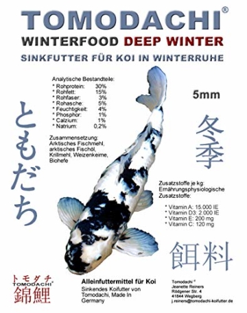 Koifutter, Winterfutter, Sinkfutter für Koi in Winterruhe, Koisinkfutter energiereich mit arktischen Rohstoffen, hochverdaulich bei Kälte, schnell sinkendes Koiwinterfutter Deep Winter 5mm 3kg Eimer - 8