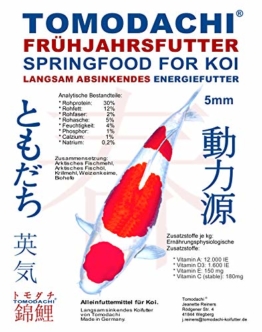 Tomodachi Koifutter für das Frühjahr, langsam sinkendes Energiefutter für Koi, Premium Frühjahrsfutter, Koifutter mit arktischen Rohstoffen, sehr energiereich, hochverdaulich auch bei Kälte 5mm 2kg - 1