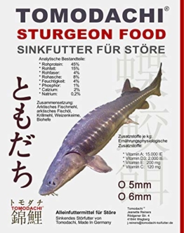 Tomodachi Störfutter energiereich, hochverdaulich, Qualitätsfutter Stör, sinkendes Kraftfutter, Aufzuchtfutter für Störe, ideal für jede Jahreszeit dank arktischer Rohstoffe, Störsinkfutter 5mm 5kg - 1