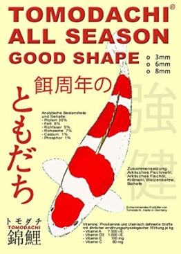 Tomodachi Koifutter, Schwimmfutter Koi, All Season Good Shape Ganzjahresfutter für Koi 5kg, 3mm Koipellets - 1