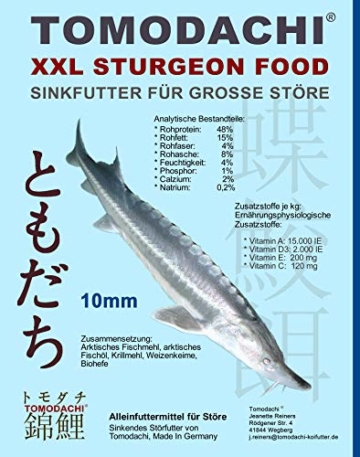 Tomodachi Störfutter extragroß 10mm Energiefutter für Störe, Premium Störsinkfutter deutsche Top Qualität, Störfutter ideal für das ganze Jahr, energiereich, hochverdaulich, arktische Rohstoffe 10kg - 1