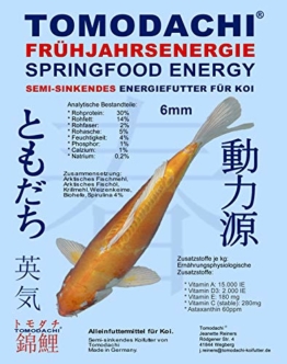 Tomodachi Koifutter, Frühjahrsfutter, Energiefutter Koi, teilsinkend mit Spirulina Farbschutz + Immunschutz, arktisches Fischmehl u. Fischöl, sehr energiereich, hochverdaulich auch bei Kälte, 6mm 1kg - 1