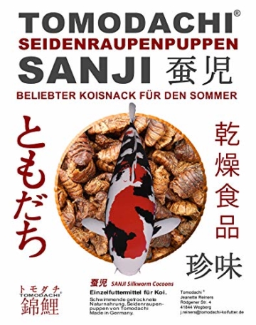 Tomodachi Seidenraupenpuppen, Silkworm, Naturnahrung getrocknet, Sanji Seidenraupen, proteinreich, gesunder Koisnack für die Handfütterung im Sommer - Vitale, schöne, handzahme Koi 5L Eimer - 7