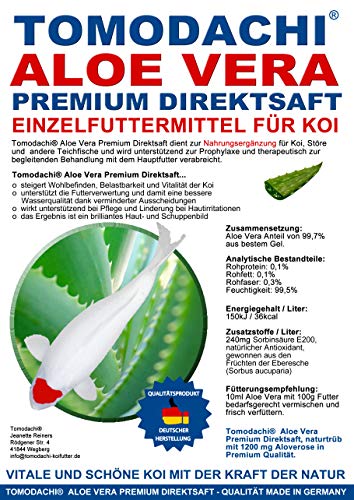 Aloe Vera für Koi, Koifutterzusatz, Aloevera Premium Direktsaft, gut für Immunsystem, Stoffwechsel, Verdauung, bessere Futterverwertung, geringere Wasserbelastung, Wachstum und Vitalität der Koi, 1L - 4