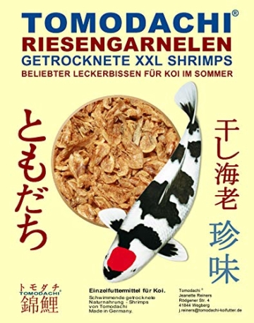 Riesengarnelen, Sommerfutter für Koi, Koi Gambas, RiesenShrimps, getrocknete große Süßwassergarnelen , gesunde Koibelohnung, Koifutter für die Handfütterung der Koi im Sommer, handzahme Koi 3L Eimer - 6