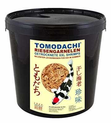 Tomodachi Sommerfutter für Koi, Garnelen, Koi Gambas, Riesen Shrimps, getrocknete große Süßwassergarnelen, Koifutter Naturnahrung, gesunder, Koisnack für die Handfütterung der Koi im Sommer 3L Eimer - 1