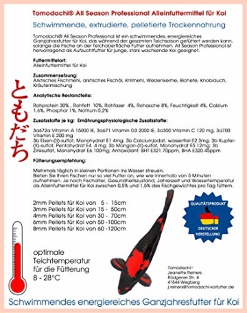 Tomodachi Koifutter, Energiefutter, Aufzuchtfutter Koi, Wachstumsfutter Koi, Premium Ganzjahres Koifutter, Profi Schwimmfutter für Koi, deutsches Qualitäts Koifutter, All Season Professional 3kg 6mm - 2