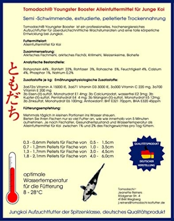 Koifutter, Wachstumsfutter Koi, Jungkoifutter, Brutfutter Koi, Aufzuchtfutter Tosai, Koibrutfutter Tomodachi Youngster-Booster Energiefutter für den Koinachwuchs, 1,8mm - 2,1mm Pelletgröße, 10kg Sack - 6