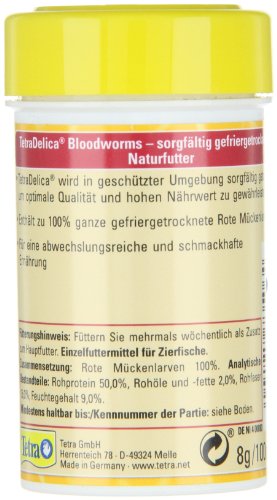 TetraDelica Bloodworms, Naturfutter für Zierfische, enthält zu 100% gefriergetrocknete rote Mückenlarven, 100 ml Dose - 4