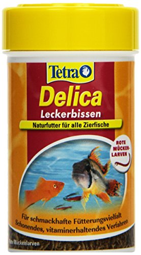 TetraDelica Bloodworms, Naturfutter für Zierfische, enthält zu 100% gefriergetrocknete rote Mückenlarven, 100 ml Dose - 1