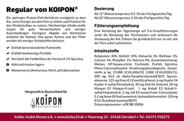 KOIPON Koi-Futter Regular für Frühling Sommer Spätsommer, 3mm, 1,75 kg - Hochwertiges Schwimmfutter für Starkes Wachstum, Farbverstärkung & gesunde Fische - auch für Goldfische - 3