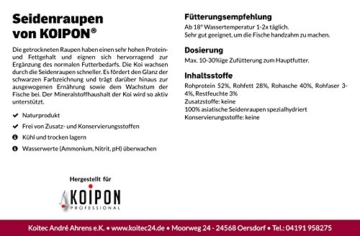 KOIPON Seidenraupen PREMIUM getrocknet (3 kg) eiweißreiches Koifutter Fischfutter Farbfutter Color Koi Leckerli Seidenraupenpuppen auch für Reptilien & Schildkröten - 2