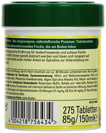 Tetra Pleco Tablets (Grünfutter-Tabletten mit einem hohen Anteil an Spirulina-Algen, Hauptfutter für alle pflanzenfressenden Bodenfische und scheuen Zierfische), 275 Tabletten Dose - 4