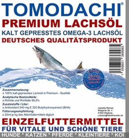 Lachsöl Koi, kalt gepresst, Energie für Koi im Frühjahr und Herbst, Koifutterzusatz Premium Omega 3 Lachsöl für Koi von Tomodachi, 5 L Kanister - 1
