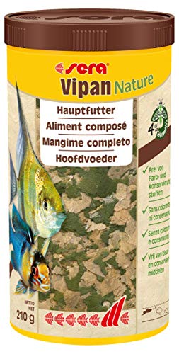 sera Vipan Nature Normalflocke das natürliche Hauptfutter mit Hermetia ohne Farb- & Konservierungsstoffe, Fischfutter für alle Fische im Aquarium, damit noch bessere Futterverwertung & klares Wasser - 1