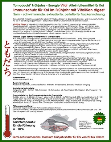 Koifutter, Frühjahrsfutter, Energiefutter, teilsinkend, Koigesundheit und Immunschutz mit VitaliSan Digest Monoglyceriden, antibakterielles, hochverdauliches Koifutter, arktische Rohstoffe 5mm 2kg - 2