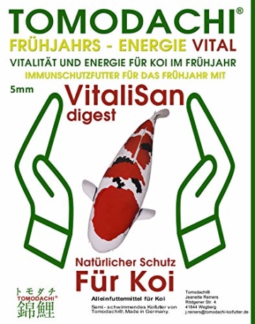 Koifutter, Frühjahrsfutter, Energiefutter, teilsinkend, Koigesundheit und Immunschutz mit VitaliSan Digest Monoglyceriden, antibakterielles, hochverdauliches Koifutter, arktische Rohstoffe 5mm 2kg - 1