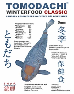 Tomodachi Koifutter, Winterfutter Koi, energiereiches Sinkfutter für Koi, langsam sinkend mit arktischen Rohstoffen, hochverdaulich speziell bei Kälte, Koi Sinkfutter, Winterfood Classic 5mm 5kg - 1