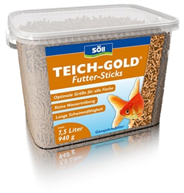 Söll 14643 TeichGold Futter-Sticks - Alleinfuttermittel für alle Teichfische - schwimmfähige Teichsticks - 940 g - 2