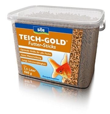 Söll 14643 TeichGold Futter-Sticks - Alleinfuttermittel für alle Teichfische - schwimmfähige Teichsticks - 940 g - 3