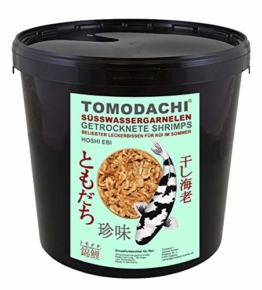 Tomodachi Garnelen, Koifutter, Naturfutter, Koisnack für den Sommer, getrocknete Süßwassergarnelen, Shrimps, Gambas für die Handfütterung der Koi, gesunde, leckere Koibelohnung handzahme Koi 5L Eimer - 1