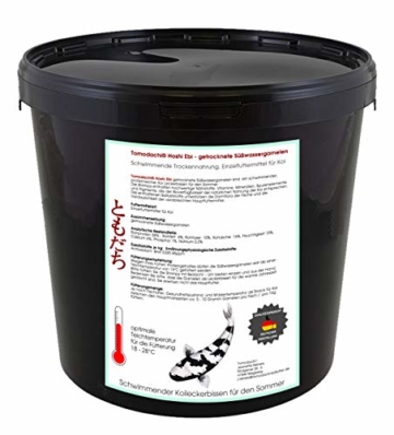 Tomodachi Garnelen, Koifutter, Naturfutter, Koisnack für den Sommer, getrocknete Süßwassergarnelen, Shrimps, Gambas für die Handfütterung der Koi, gesunde, leckere Koibelohnung handzahme Koi 5L Eimer - 4